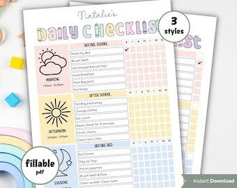 Routine Chart |Chore Chart | Printable Daily Routine | Daily Checklist | Weekly Task Planner Template | Weekly House Chores