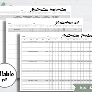 Dagelijkse maandelijkse medicatietracker I Medicatielogboek I Dagelijkse medicatielijst I Medicatieoverzicht I Medicijntrackerblad I Logrecepten