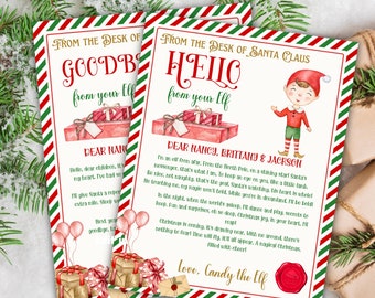 May include: A printable Christmas letter from Santa's elf, Candy, to children named Nancy, Brittany, and Jackson. The letter is decorated with red and green stripes, presents, and balloons. The letter includes a message from Candy, wishing the children a happy holiday season.