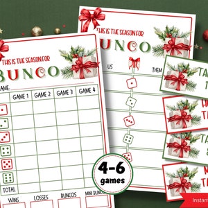 Bunco Night I Afdrukbaar Bunco-scoreblad voor kerst | Bunco-kerstuitnodiging| Bunco-spel | Telblad I bunco scorekaarten I merry bunco