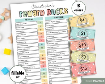 Mom Bucks | Reward Bucks | Pieniądze do zabawy w kieszonkowe | Link Canva | Chore Bucks | System nagród dla dzieci | Edytowalne Good Behavior Bucks | Dzieci