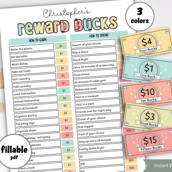 Mom Bucks | Reward Bucks | Allowance Play Money | Canva Link | Chore Bucks | Reward System For Kids | Editable Good Behavior Bucks | Kids