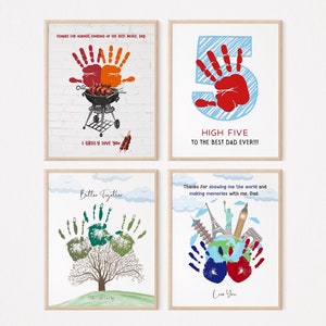Fête des pères Handprint art I Handprint craft I Cadeau de fête des pères I Première fête des pères I Souvenir de fête des pères bricolage I Fête des pères imprimable 002