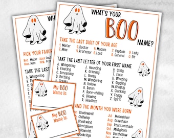 Halloween Ghost Name Game, What Your Name Game, Ghost Birthday Party, Halloween Printable Party Activity, Icebreaker Game, Family Game Night