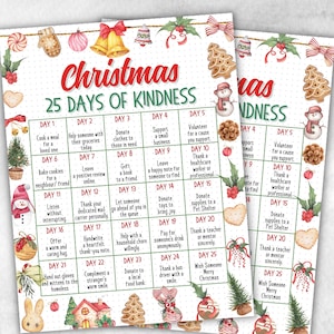 Cartão de bondade de Natal, Atos aleatórios de bondade, Ideias para o Advento, 24 dias de bondade, Atividades para crianças, Desafio de bondade, Sala de aula