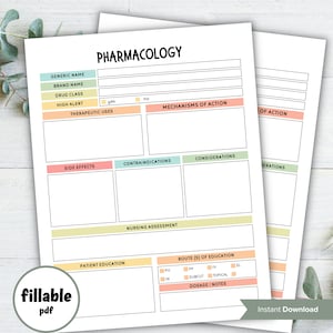 Modelo de farmacologia, presente de farmacologia, cartões de memória para estudantes, enfermeiro em formação, guia de bolso de enfermagem, folhas de dosagem, nota médica editável