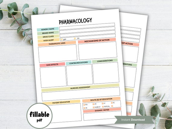 Pharmacology template, pharmacology gift, student flash cards, nurse in the making, nursing pocket guide, dosage sheets, editable med note
