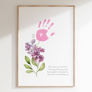 Grande artigianato della nonna, regalo personalizzato, impronta della nuova mamma, ricordo della festa della mamma, arte dell'impronta di fiori, regalo della tata dai bambini, scuola materna