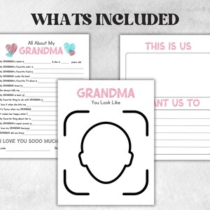 Pu&ograve; includere: Fogli di attivit&agrave; stampabili per una festa a tema nonna. I fogli includono suggerimenti per scrivere su una nonna, uno spazio per disegnare un ritratto di una nonna e una sezione per scrivere su cosa vuoi fare con la tua nonna.