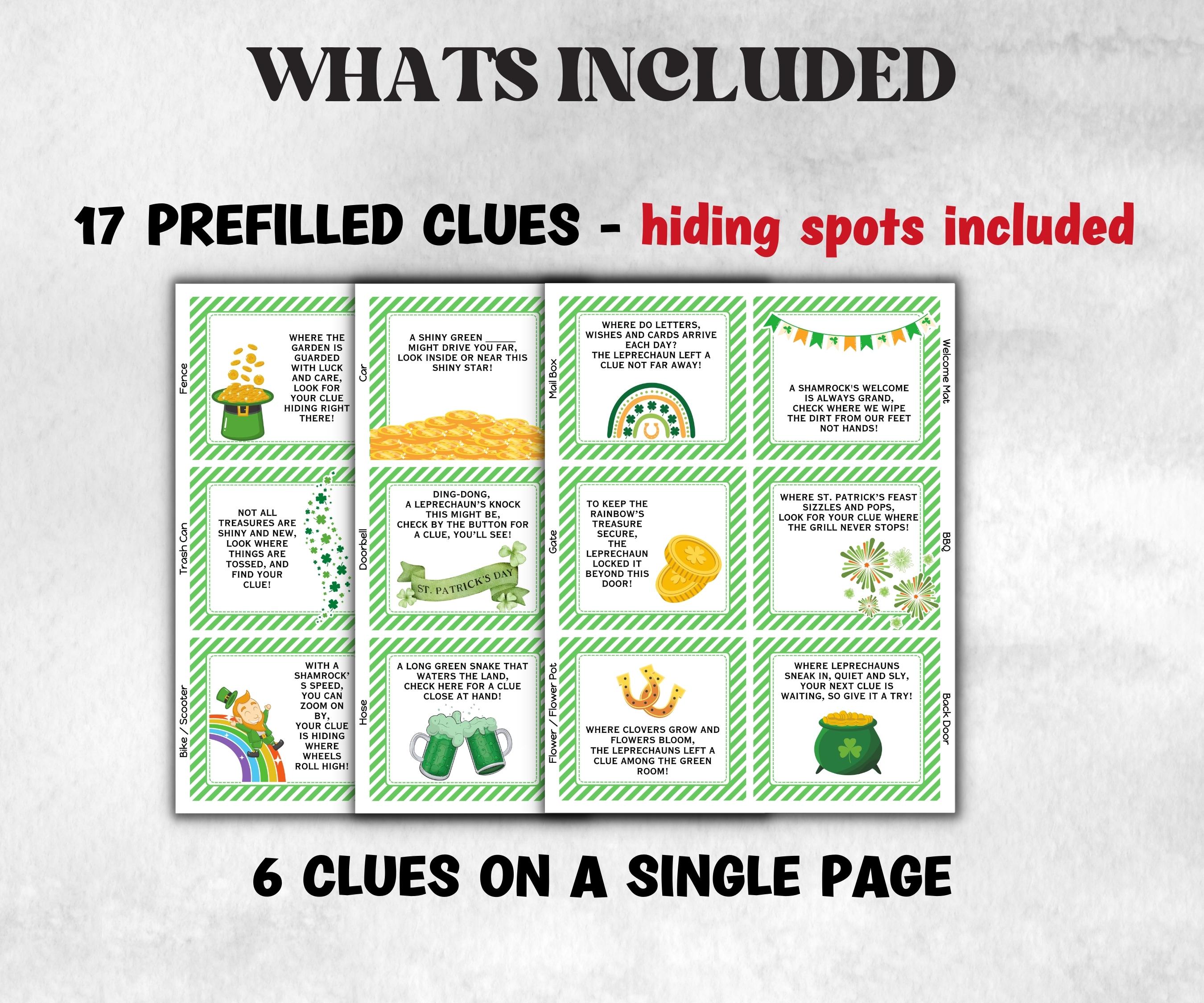St. Patrick's Day Outdoor Scavenger Hunt, Leprechaun Scavenger, Pot of ...