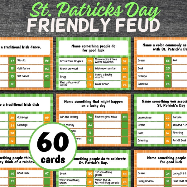 St Patrick'S Day Trivia Quiz I Family Games I St Patrick'S Day Friendly Feud Game | Saint Patricks Day | Saint Pattys Day | Printable Games