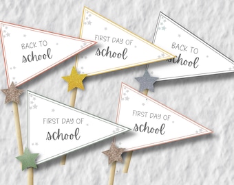 Back to school pennant flag, 1st day of school pennant flag, back to school pennant flag, kindergarten  flag, first day flag, printable