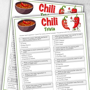 Chili-triviaspel, idéer till chilikökningstävling, chilitävling, chilibartema, chiliknytkalas, chilikökningsspel, chilivalsedlar, frågesport