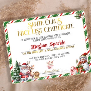 Caja de Nochebuena, Papá Noel personalizado, Certificado de Papá Noel, Lista de buenos amigos de Papá Noel, Carta de Navidad, Plantilla editable, Desde el escritorio de, Correo de Papá Noel