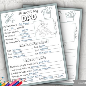 Alles über meinen Dad fülle die Lücke I Vatertagsgeschenk I Geschenk für Dad I Über Dad Seite I Geschenk für Dad I Vatertagsgeschenk I Fragebogen 001