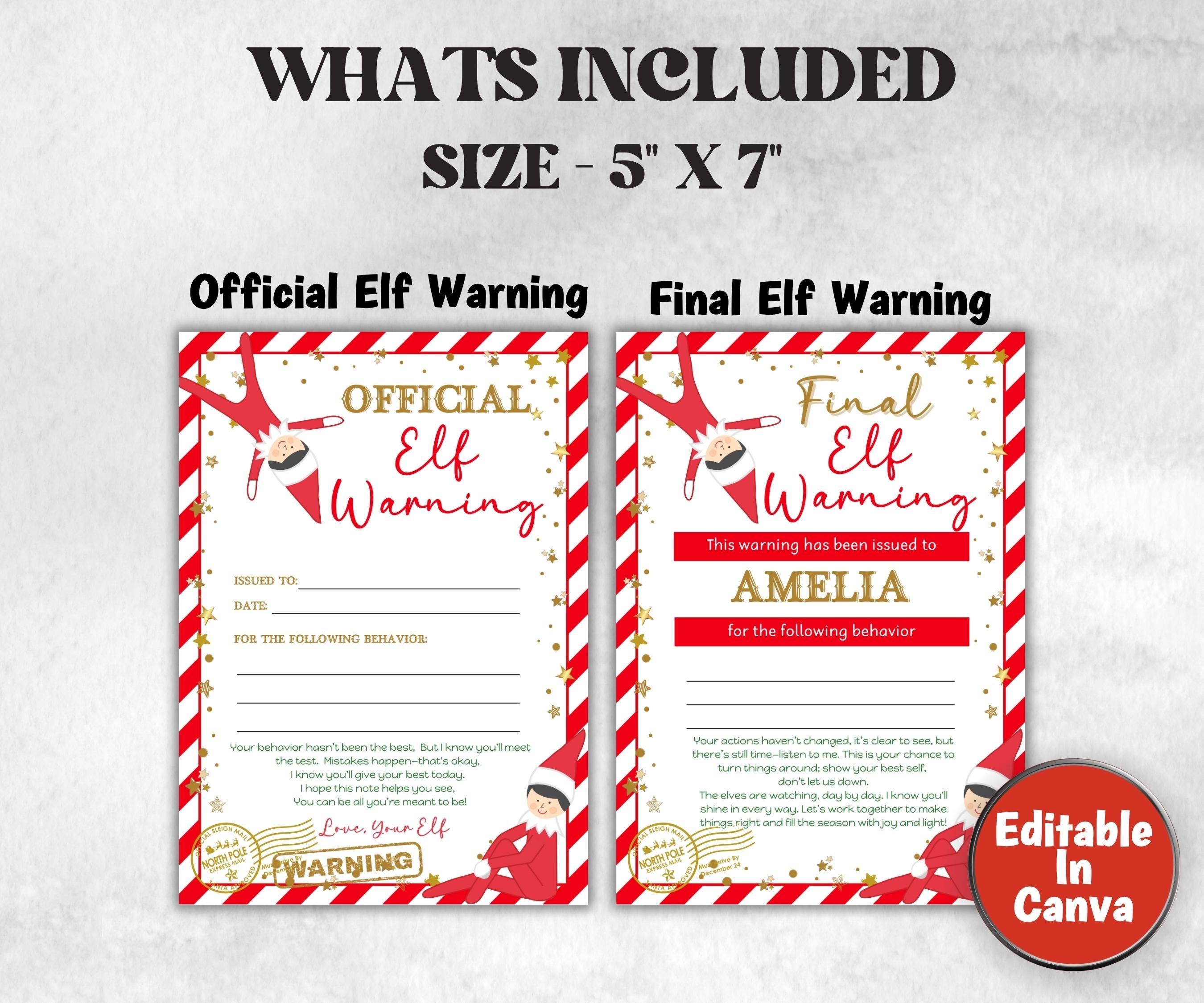 Printable North Pole Warning Letter, Elf Warning Letter Template, Elf ...