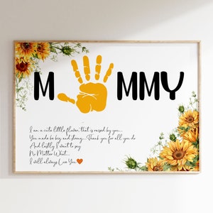Impronta di girasole per la festa della mamma, ricordo della festa della mamma, regalo per la festa della mamma, impronta artigianale della mamma, attività della madre, ricordo della memoria fai da te