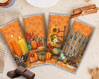 Fall Autumn Friendsgiving Party Favor, Pastel Classroom Thanksgiving Treats, Teacher Appreciation Gifts, Thanksgiving Chocolate Bar Wrapper