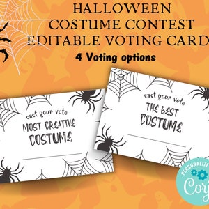 Tarjeta de votación del concurso de disfraces, Tarjetas de votación imprimibles editables, Placa de equipo Be A Voter Corjl, Mejor disfraz, Letrero de votación de Halloween imprimible