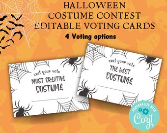 Costume Contest Voting Card | Editable Printable Voting Cards | Be A Voter Corjl teamplate | Best Costume | Printable Halloween Voting Sign