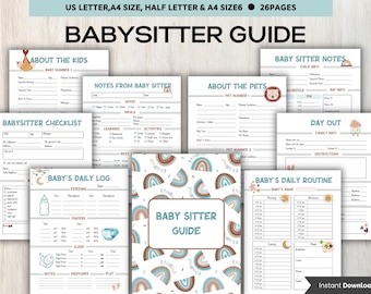Babysitter Guide I Babysitter Planner I Nanny Guide I Babysitter info sheet I Printable babysitter notes I In case of Emergency