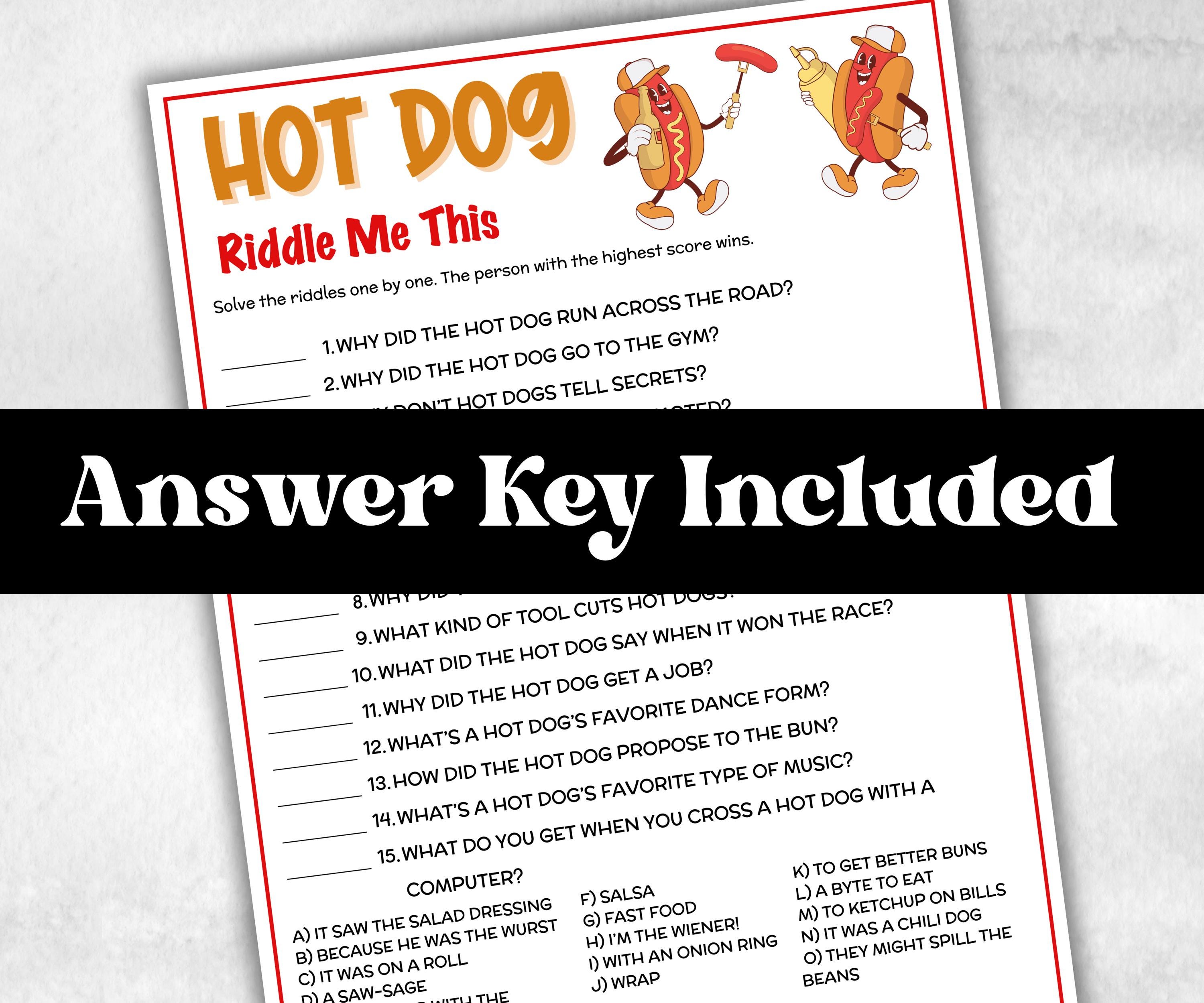 Barbecue Riddles Hot Dog Riddles Jokes, Summer Birthday, Summer Camp Games, 4th of July ...