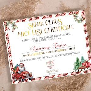Carta de Navidad, Carta de Papá Noel, Papá Noel personalizado, Certificado de Papá Noel, Lista de buenos amigos de Papá Noel, Plantilla editable, Desde el escritorio de, Navidad