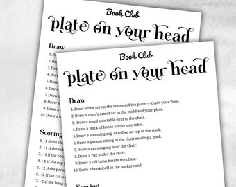 Plate On Your Head, Book club hosting, Bookworm meeting ideas, bookstagram theme party, coversation starters, trivia challenge, themed party