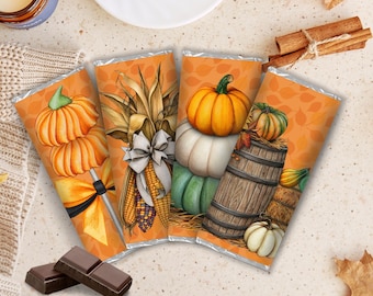 Friendsgiving Party Favor, Teacher Appreciation Gifts, Thanksgiving Chocolate Bar Wrapper, Classroom Thanksgiving Treats, Fall Hostess Gift