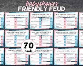 Baby Shower Feud Baby Family Feud Gra Baby Shower | Wydrukowana minimalistyczna gra Baby Shower | Gra grupowa Baby Shower | Quiz Family Feud
