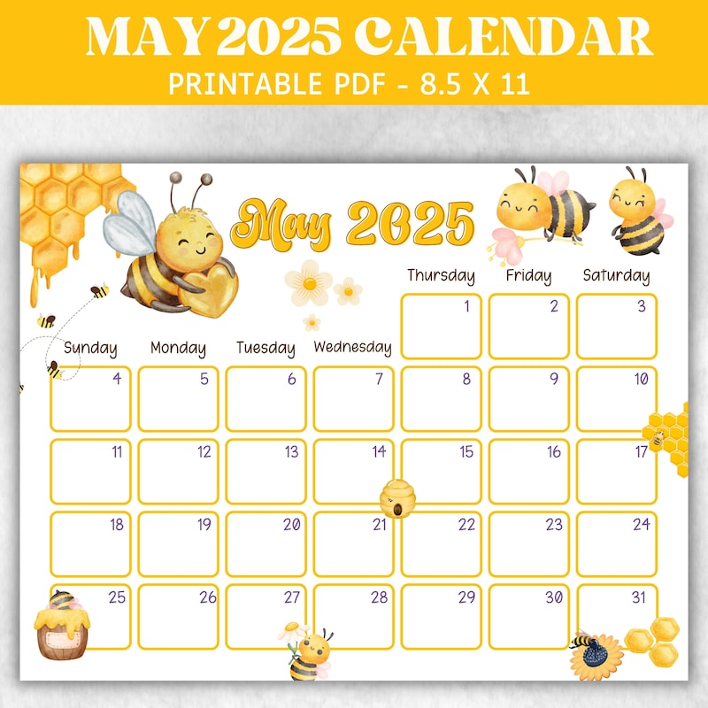 Honey Bee Paper Calendar Etsy Il 800x800.6092173168 Qlkp
