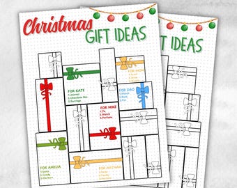 Kerstcadeau-tracker, kerstboodschappenlijst voor kinderen, afdrukbare kerstcadeaulijst, budgettracker voor kerstinkopen, afdrukbare checklist