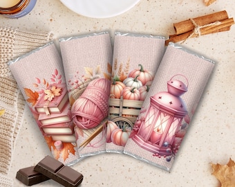 Pastel Pink Classroom Thanksgiving Treats, Teacher Appreciation Gifts, Thanksgiving Chocolate Bar Wrapper, Fall Friendsgiving Party Favor,