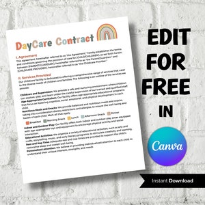Bewerkbaar kinderdagverblijfcontract, thuiskinderopvangcontract, kinderopvangovereenkomst. kinderopvangbedrijf, contract voorschoolse opvang, aansprakelijkheidsformulier kinderopvang, formulieren afbeelding 5