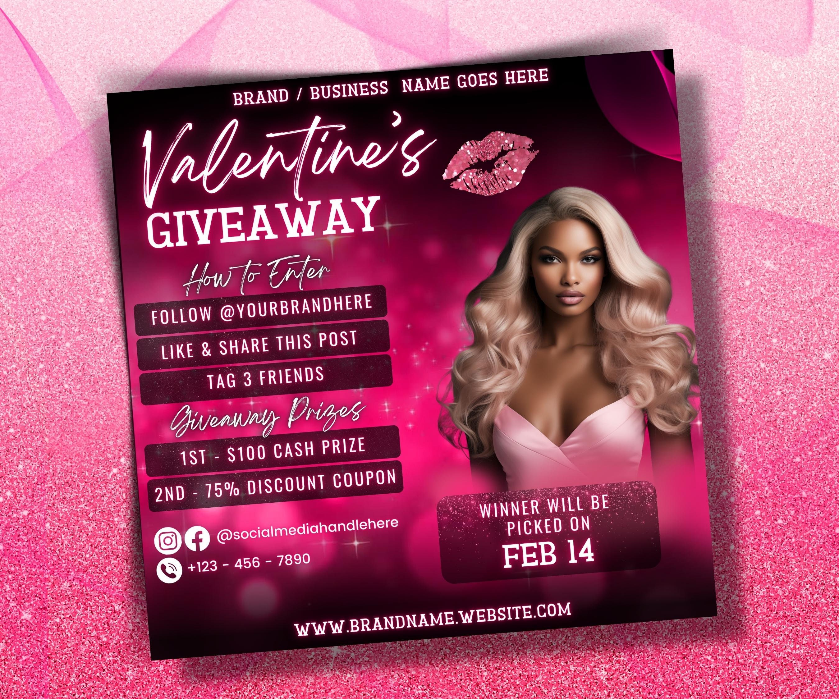 Valinetines Raffle Poster Enter to Win | Raffle Flyer | Valentines Day Prize I Valentines ...