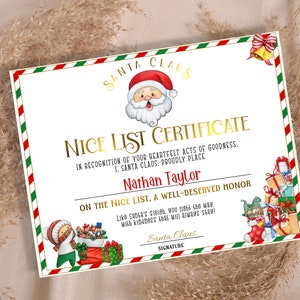 Correo del Polo Norte, Correo oficial de Santa Claus, Carta escrita a mano, Certificado de lista de buenos, Carta personalizada a Santa Claus, Carta a Santa Claus, Lista editable