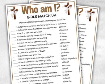 Printable Who am I Bible Match up for kid, Old Testament Activity, Classroom Riddles, Church Fundraiser, Adult Teen church Icebreaker