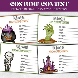 Halloween-Stimmzettel, Halloween-Wahlkarten, Halloween-Wahlkarten, Kürbisschnitzrennen-Wahlkarten, Wahlzettel, Preis für das beste Kostüm, Kostüm-Stimmenkarten