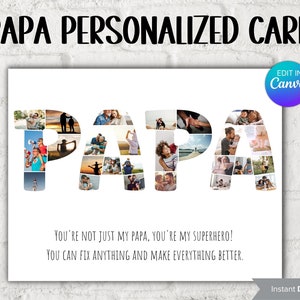 Biglietto Papa personalizzato I Collage di foto Papa I Collage di foto per la festa del papà I Regalo ricordo I Biglietto personalizzato per la festa del papà I Primo giorno del papà