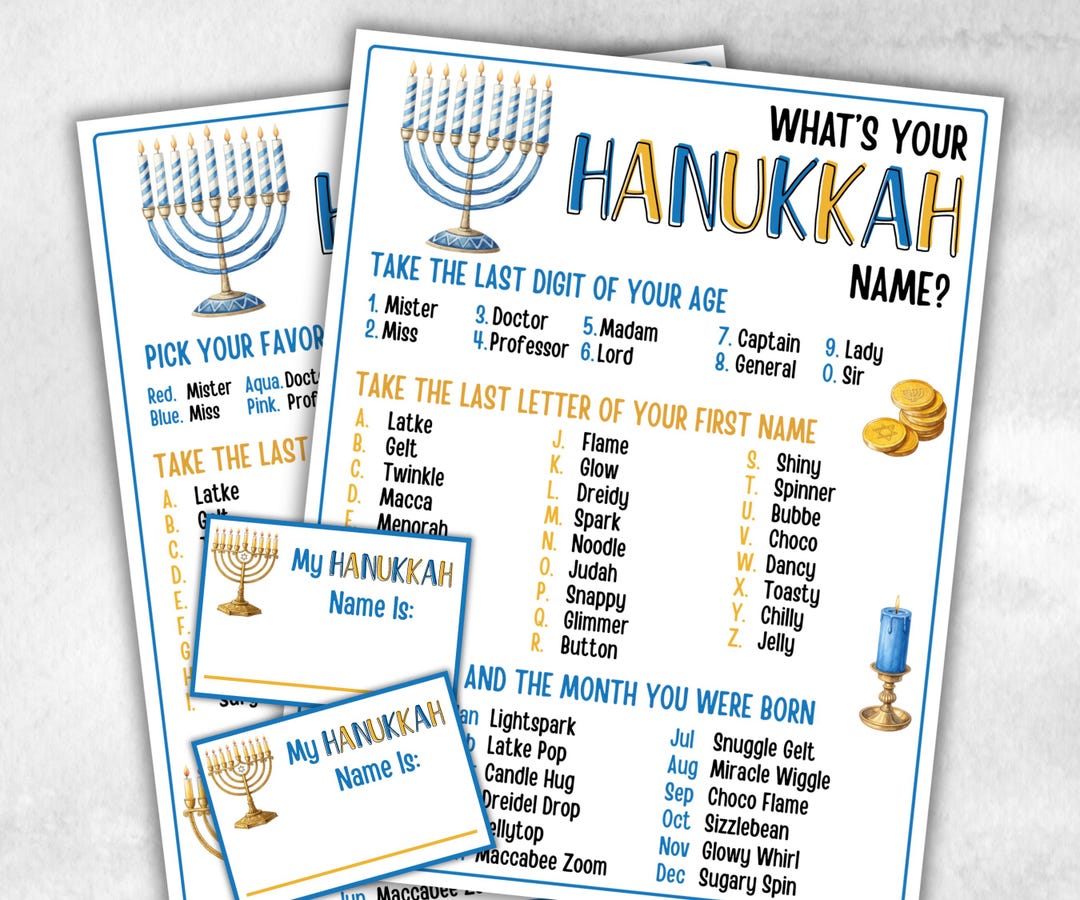 Whats Your Hanukkah Name, Personalized Holiday Fun Game, Unique Gifts ...