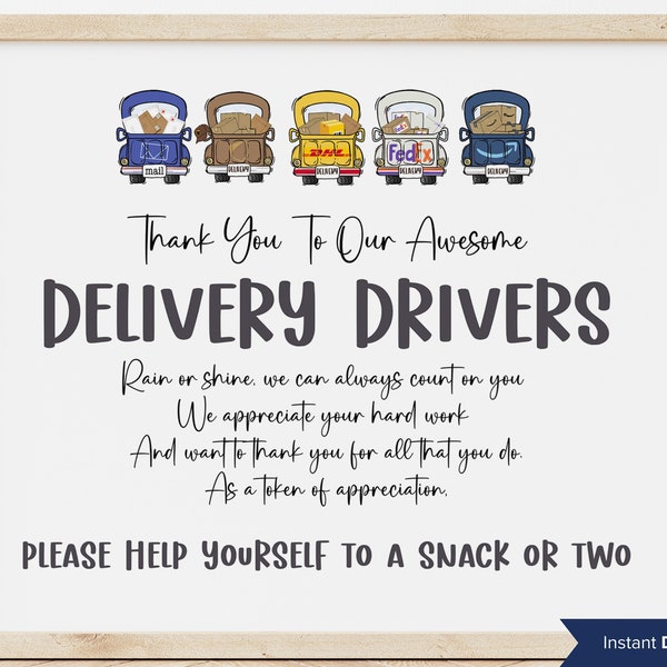 Thanksgiving delivery drivers I Thank you sign I Mailman gift  I Take a treat sign I Delivery driver sign I Snack station I Appreciation