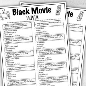 Black Movie Trivia Party Spiel, Schwarze Kultur Quiz, Schwarzer Film, Afroamerikanisches Spiel, Schwarze Geschichte, Sommer Eisbrecher Frage, Erwachsene Teenager