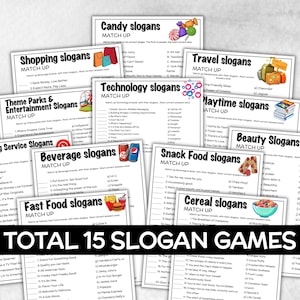 Commercial Slogan Trivia Bundle, TV Commercial Quiz, Fast Food Slogan, Pop Culture, Family Game Night, Office Party, Kids Teen Adult, Trivia