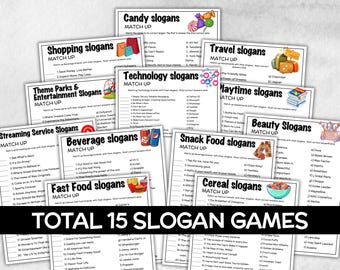 Commercial Slogan Trivia Bundle, TV Commercial Quiz, Fast Food Slogan, Pop Culture, Family Game Night, Office Party, Kids Teen Adult, Trivia
