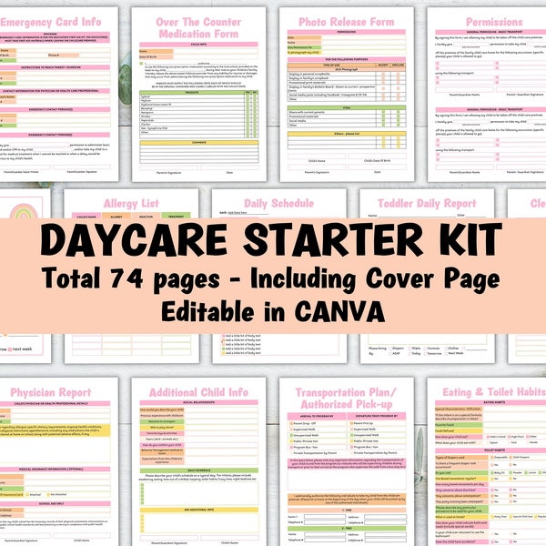 Daycare Handbook, Opening a Daycare, Daycare Starter Kit, Forms Bundle, Childcare forms, Inhome daycare paperwork, preschool forms, provider