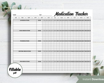 Daily Monthly Medication Tracker I Medication Log I Daily Medication List I Medication Chart I Medicine tracker sheet I Log Prescriptions