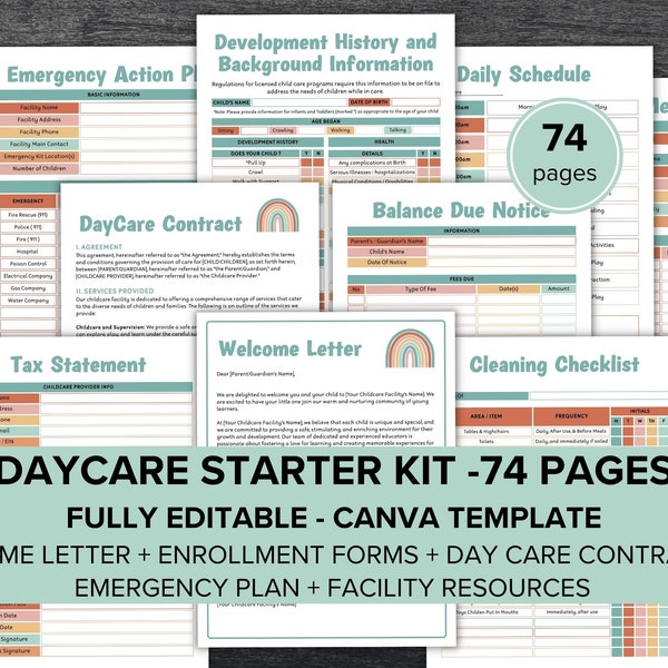 Daycare Starter Kit, Forms Bundle, Childcare forms, Inhome daycare paperwork, preschool forms, daycare handbook, opening a daycare, provider