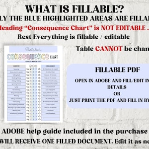 Consequence Chart | Behaviour Planner | Chore Chart For Kid | Behaviour Chart | Printable Pdf | Consequence Sheet | School Chart image 2