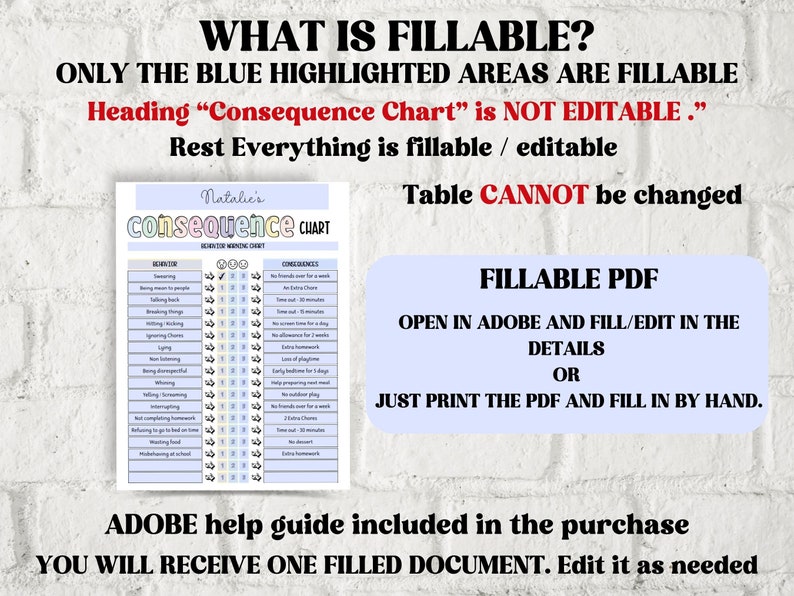 Consequence Chart | Behaviour Planner | Chore Chart For Kid | Behaviour Chart | Printable Pdf | Consequence Sheet | School Chart image 2