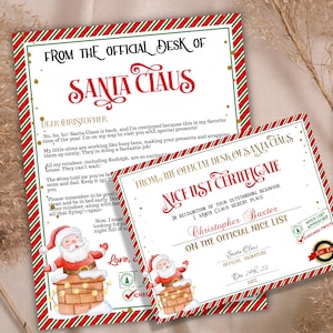 Santa letter Package, Holiday Printables, Letter from Santa. Personalized santa, Santa Certificate, Santa Nice List, Christmas Letter, Corjl